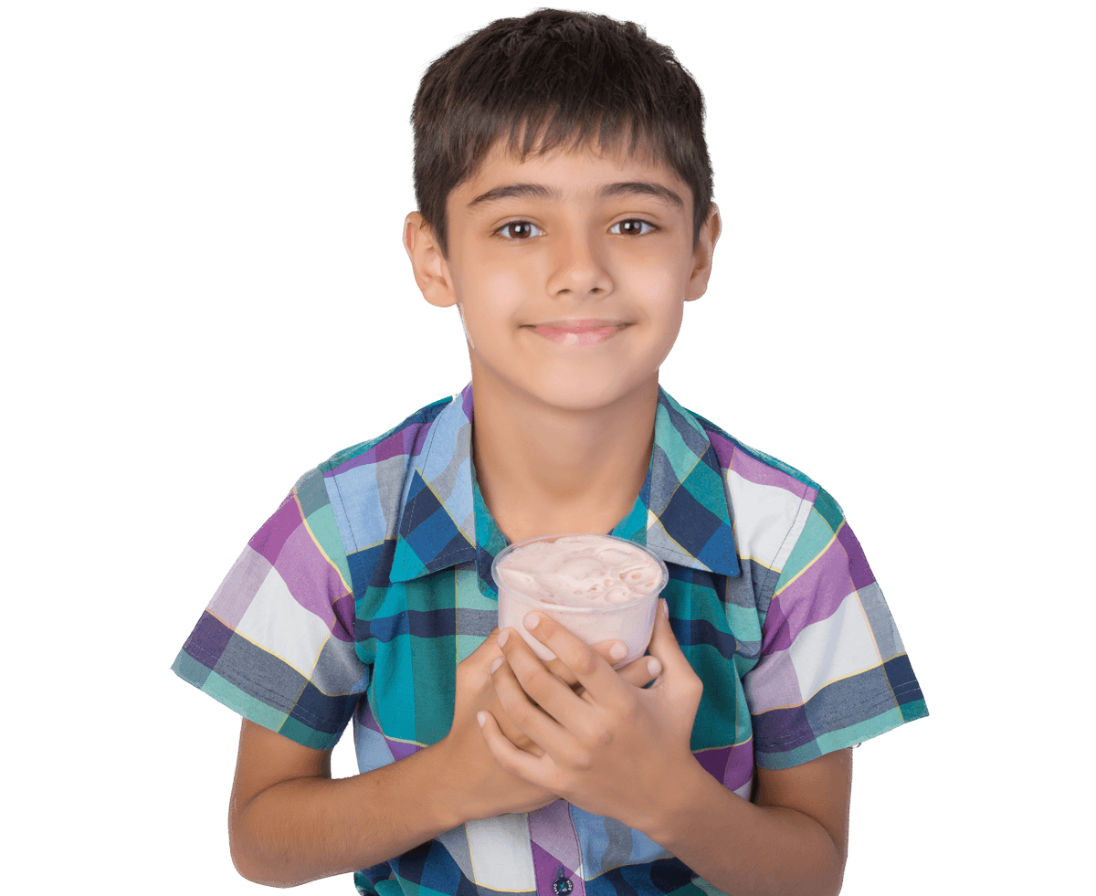 Boy holding an oxygen cocktail